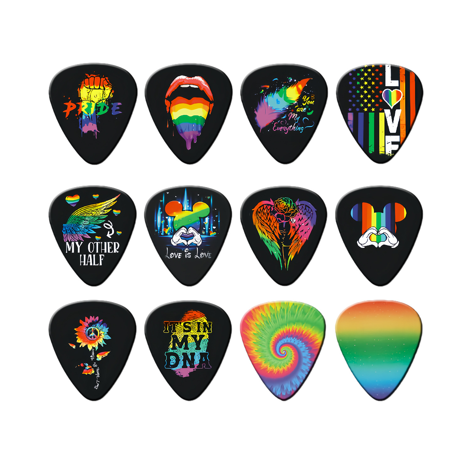 Acoustic Guitar Dreadnought - 12 Pieces Guitar Picks 0.46mm 0.71mm