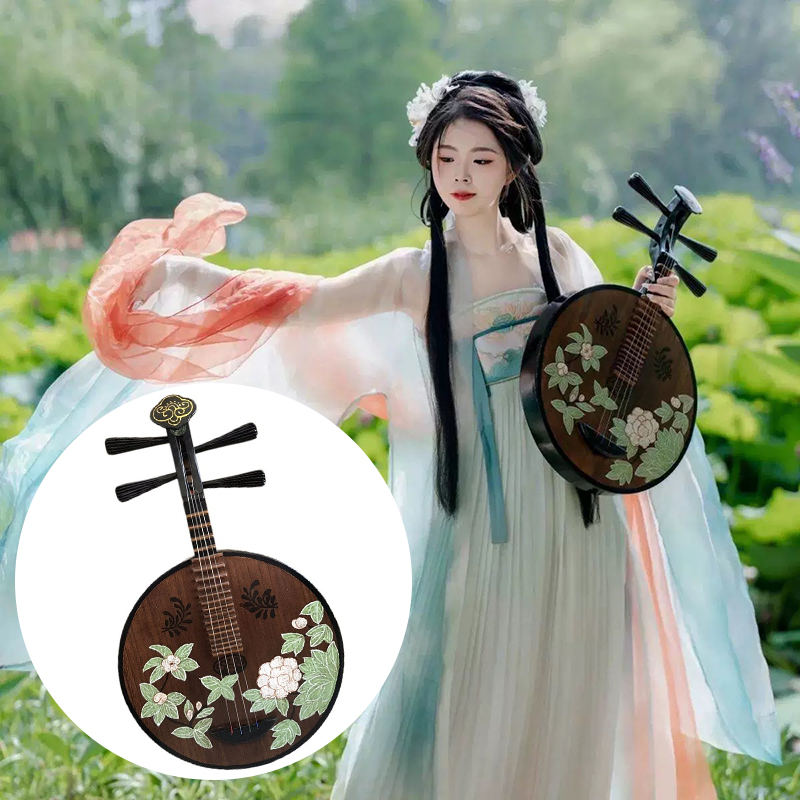 Musical Instrument Painting - Solid Wood Pipa Chinese Traditional Painting