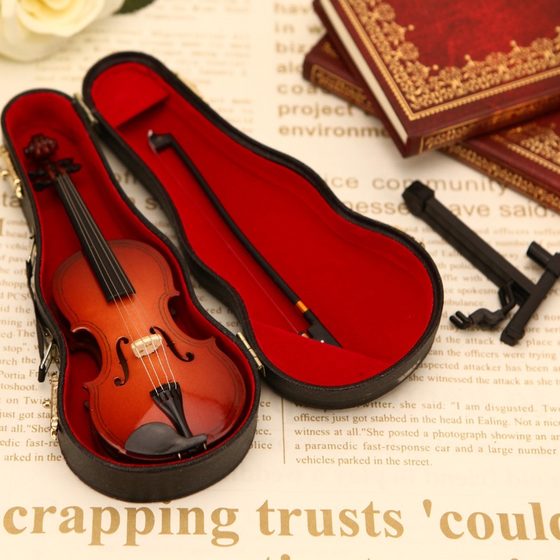 Tiny Violin Figurine Handmade  - đánh giá và giá Musical Instrument Old